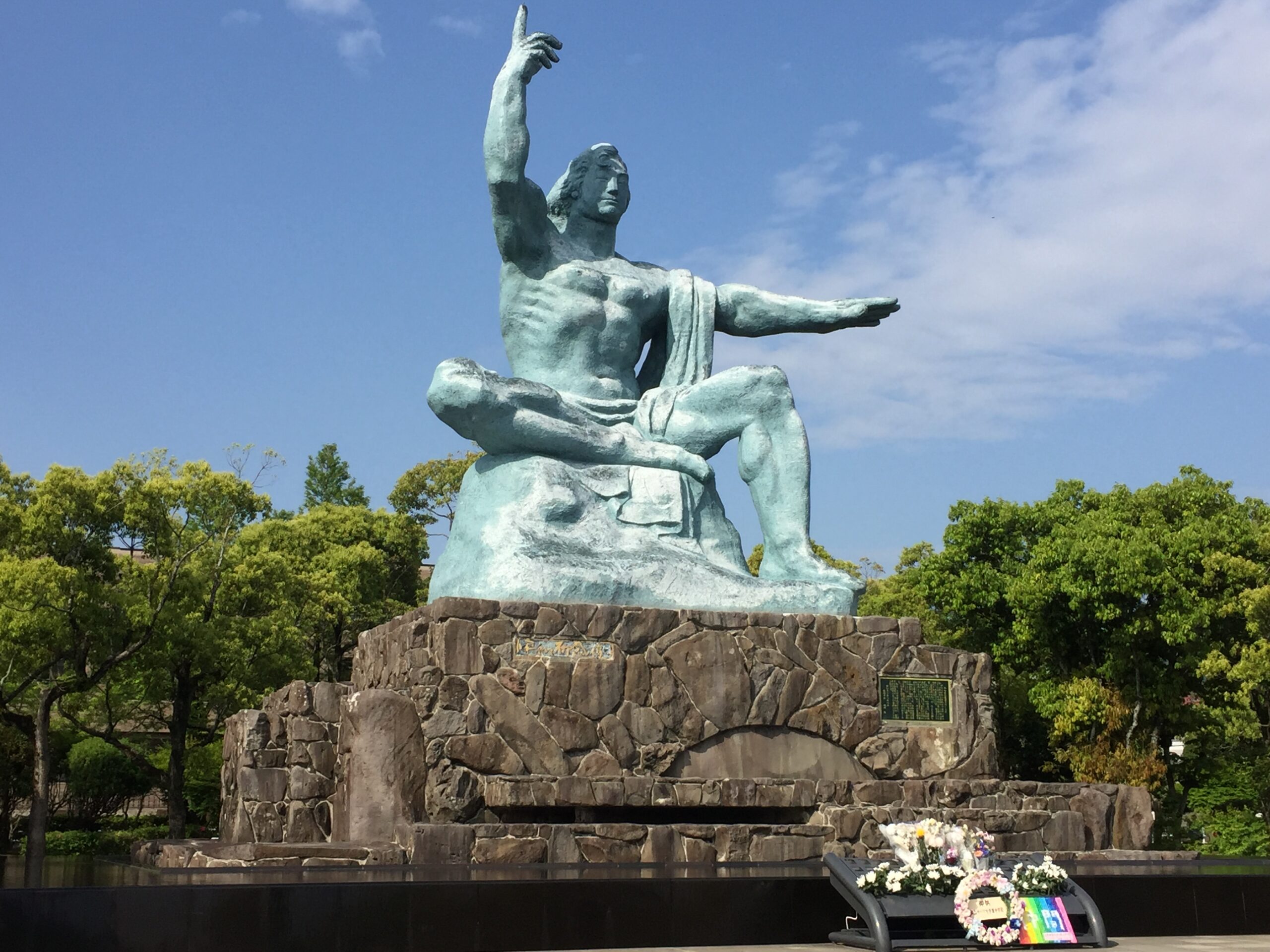 Peace Statue in Nagasaki Peace Park in Japan