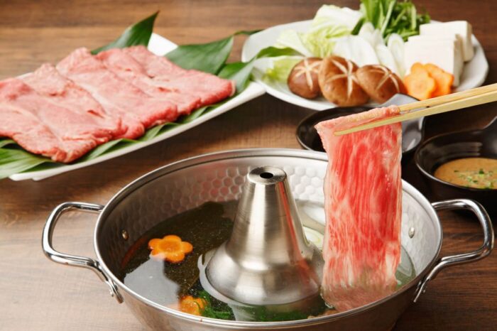 Shabu shabu hot pot meat dish from Japan