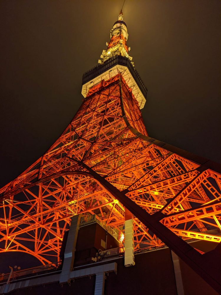Night view of the Tokyo Tower in Japan