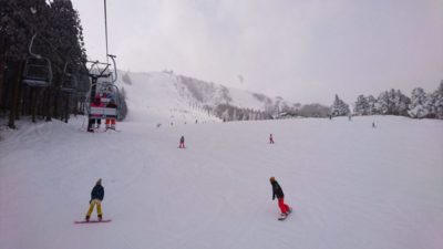 Winter sports on a ski slope in Japan