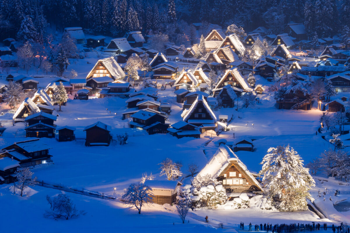 Shirakawago with snow