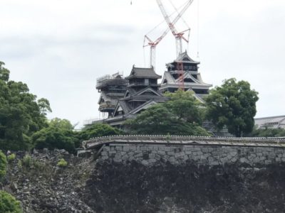 Renovations are carried out on Kumamoto Castle, Japan that was hit by an earthquake in 2016 