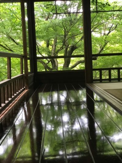 Shiny floor in the Rurikoin temple in Kyoto, Japan