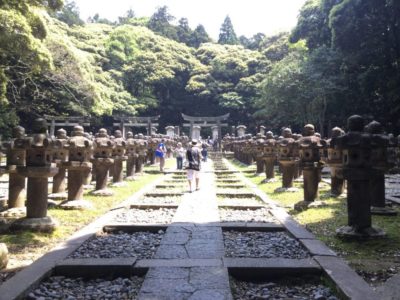 Stone lanterns at Tokoji temple, Hagi, Yamaguchi, Japan