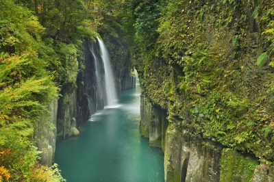Waterfall in the Takachiho Gorge in Miyazaki, Japan during fall