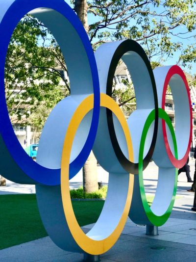 The olympic ring sign in Odaiba, Tokyo, Japan 2020 2021