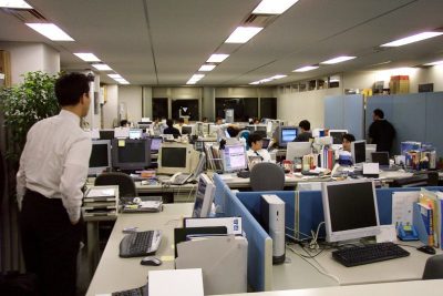 Typical crowded office life in Japan
