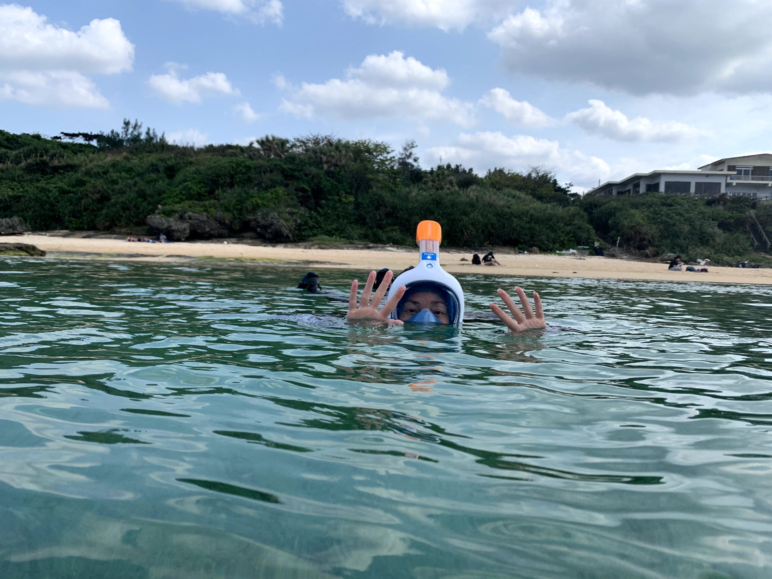 snorkeling with full face snorkel mask in Iriomote Japan