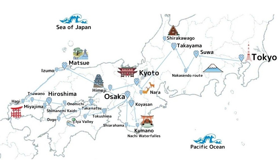 Japan tour map