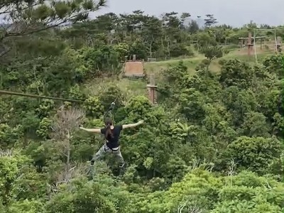 Zipline activity at Forest Adventure in Okinawa, Japan