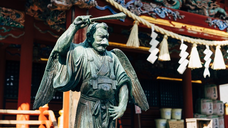 Statue at a shrine on Mt Takao in Japan