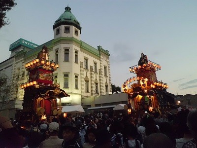 Old building with festival floats in Kawagoe