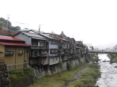 Hanging houses of Kiso-Fukushima in Japan