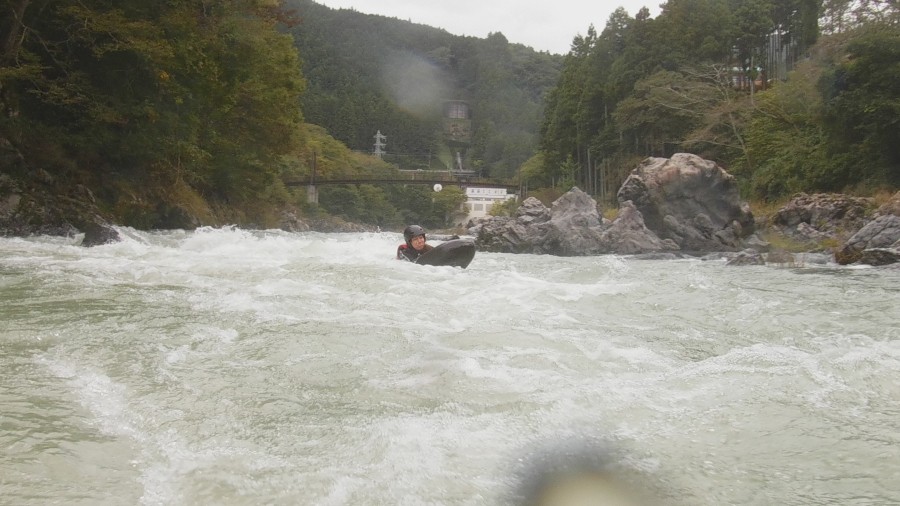 Riverboarding experience in Tama, Japan