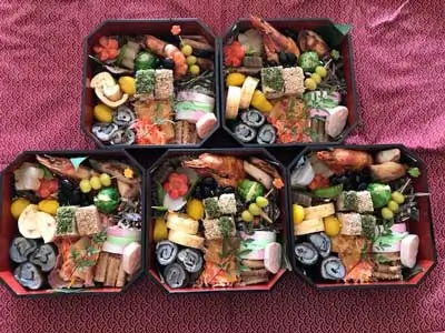 osechi_1 | Japan City Tour | Travel agency in Tokyo Colorful osechi ryori bento boxes. This picture is part of our Japanese Food Guide