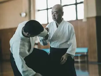 Two Aikido martial artists in Japan