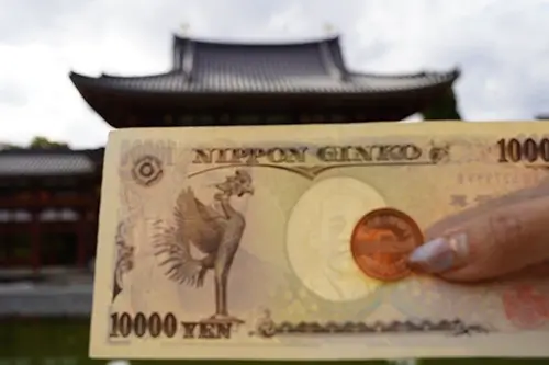 Byodoin temple with coin of its image