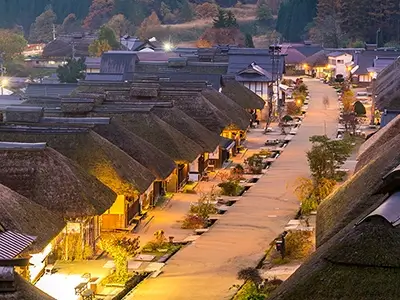 Sunset in Ouchujuku, an old post town in Fukushima Japan