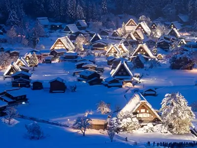 Shirakawago with snow