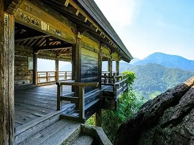 Observation deck of Yamadera temple in Yamagata, Japan