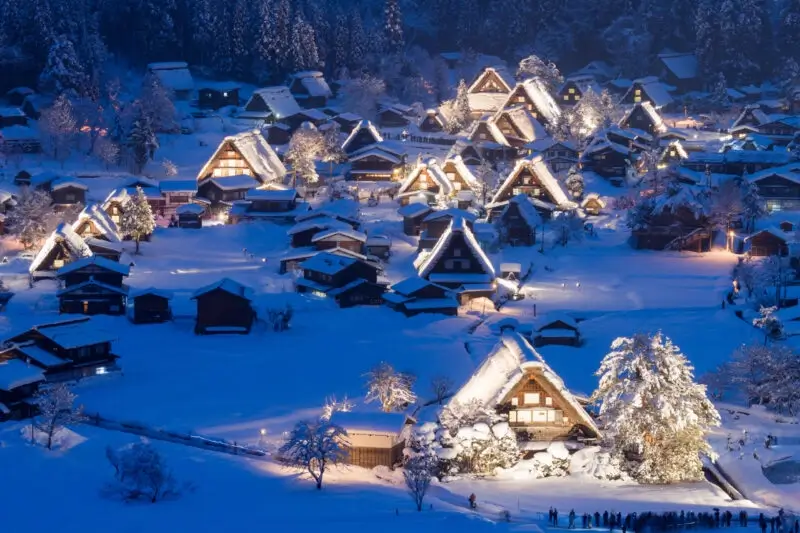 Shirakawago with snow